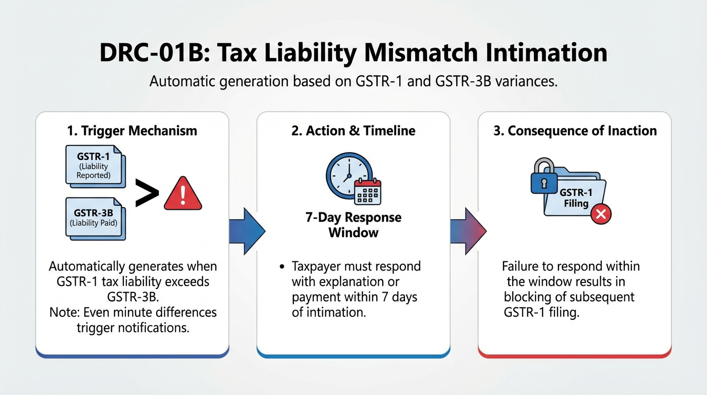DRC-01B tax liability mismatch GSTR-1 GSTR-3B
