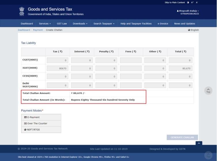 How can I make payment against the liability (tax, interest, penalty and others) based on self-ascertainment of tax and on ascertainment of tax by Tax Officer?