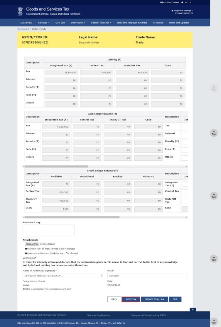 How can I make payment against the liability (tax, interest, penalty and others) based on self-ascertainment of tax and on ascertainment of tax by Tax Officer?