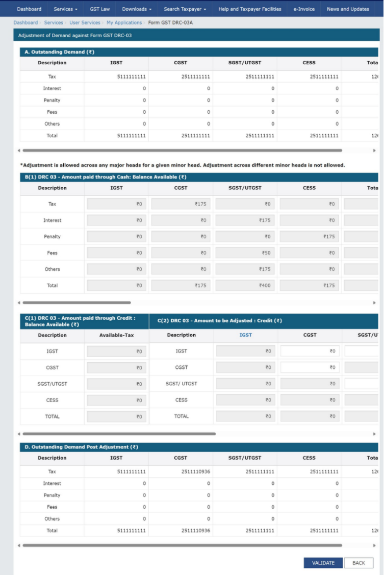 How can I make payment against the liability (tax, interest, penalty and others) based on self-ascertainment of tax and on ascertainment of tax by Tax Officer?