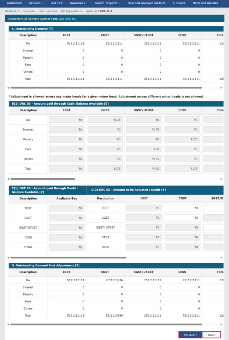 How can I make payment against the liability (tax, interest, penalty and others) based on self-ascertainment of tax and on ascertainment of tax by Tax Officer?