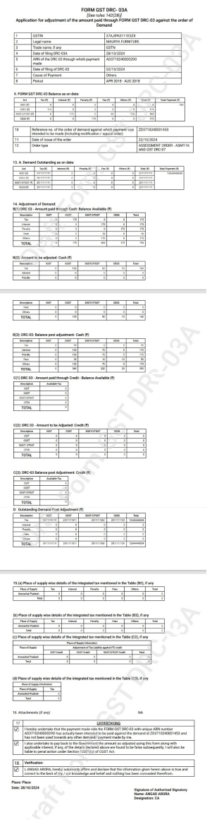 How can I make payment against the liability (tax, interest, penalty and others) based on self-ascertainment of tax and on ascertainment of tax by Tax Officer?