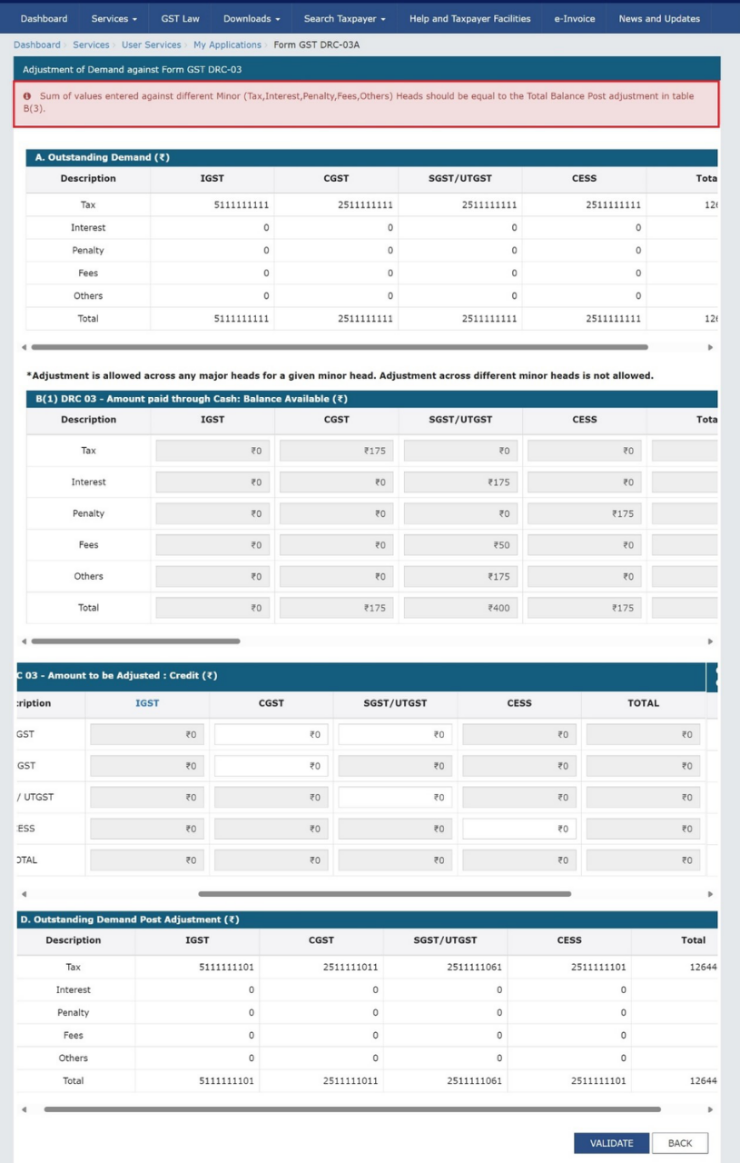 How can I make payment against the liability (tax, interest, penalty and others) based on self-ascertainment of tax and on ascertainment of tax by Tax Officer?