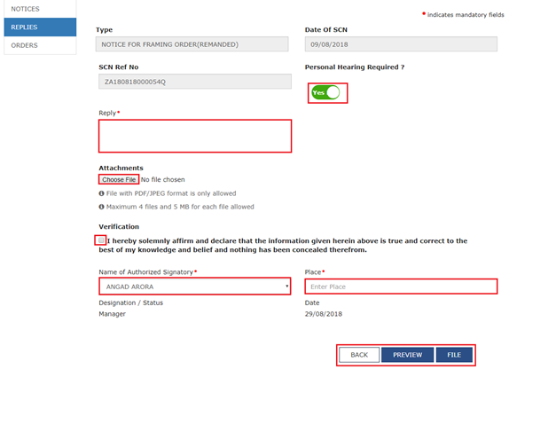 How can I file reply to intimation issued in Form GST DRC-01A and File reply in Form GST DRC-06 in response to proceedings initiated against me, by Tax Officer, u/s 73 and 74 related to determination of tax?