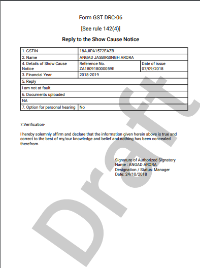 How can I file reply to intimation issued in Form GST DRC-01A and File reply in Form GST DRC-06 in response to proceedings initiated against me, by Tax Officer, u/s 73 and 74 related to determination of tax?