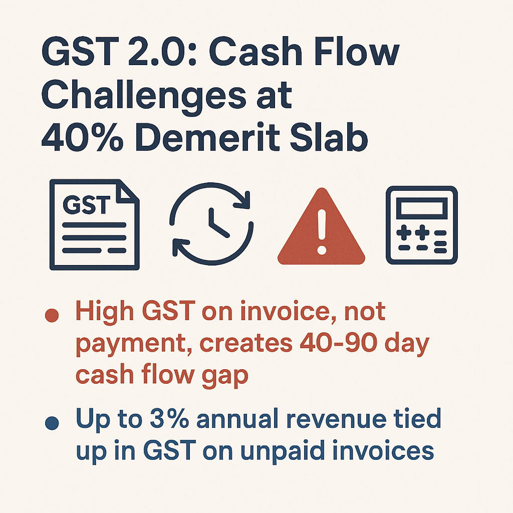 Cash flow challenges and working capital stress under the 40% GST rate