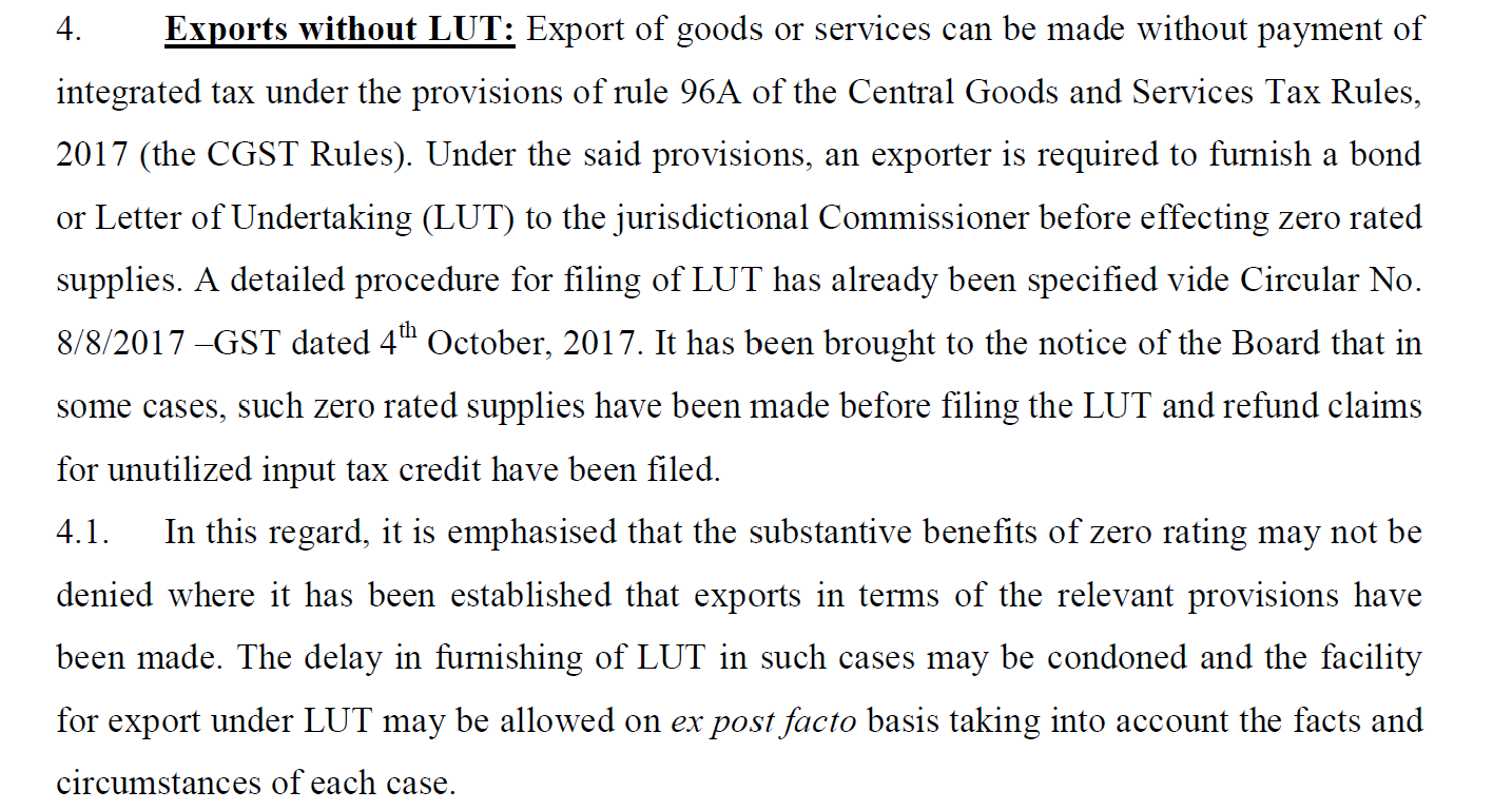 Exports Without Letter of Undertaking