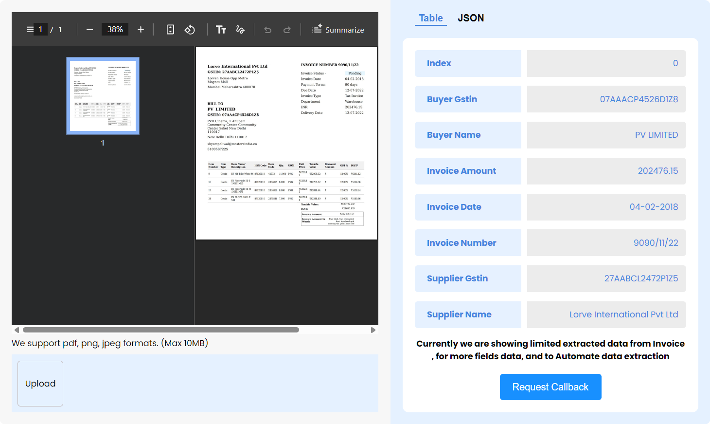 Masters India Invoice OCR software for SAP ERP data integration.