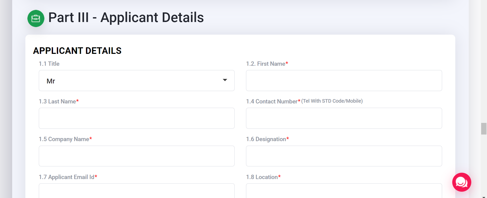 Part III - Applicant Details