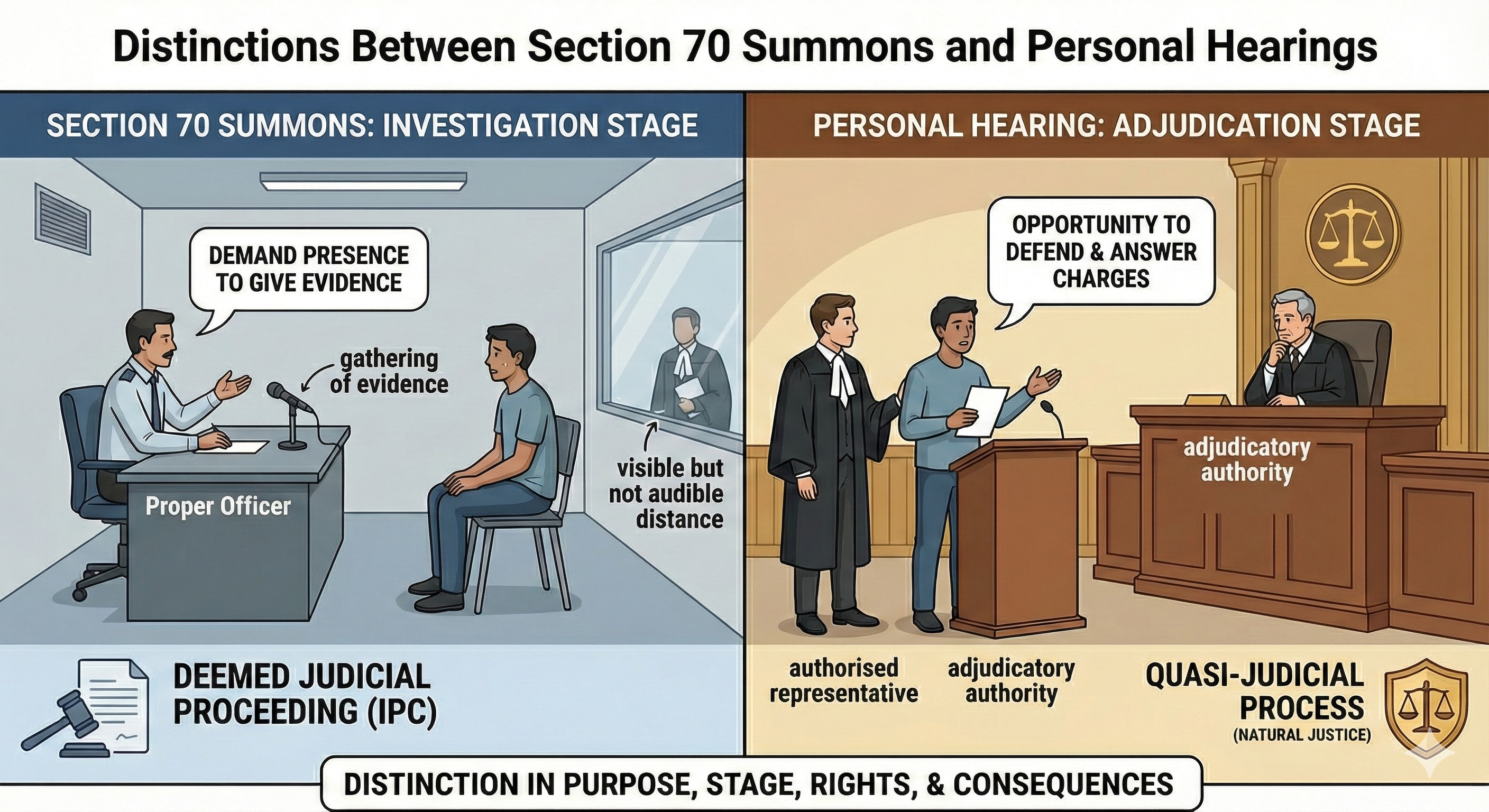 summon vs personal hearing