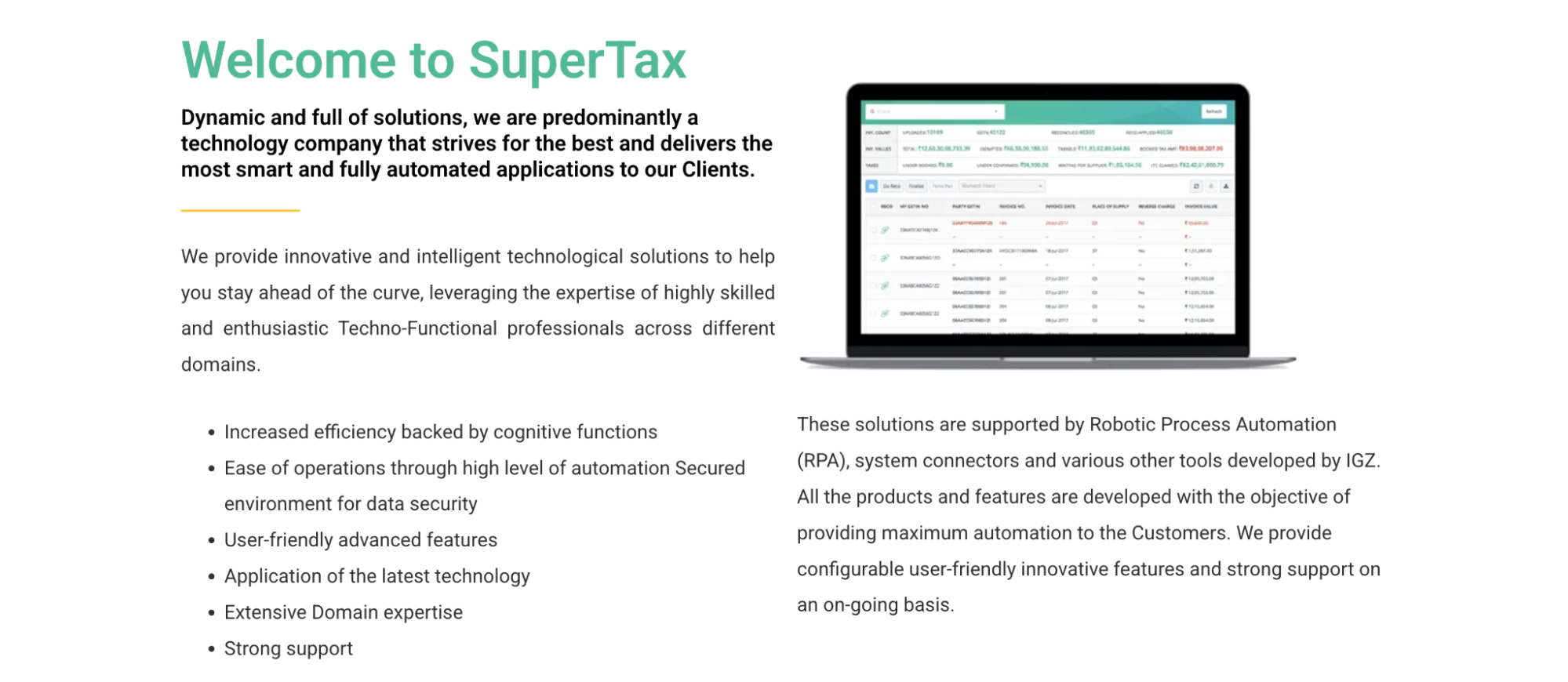 SuperTax enterprise GST software solution.