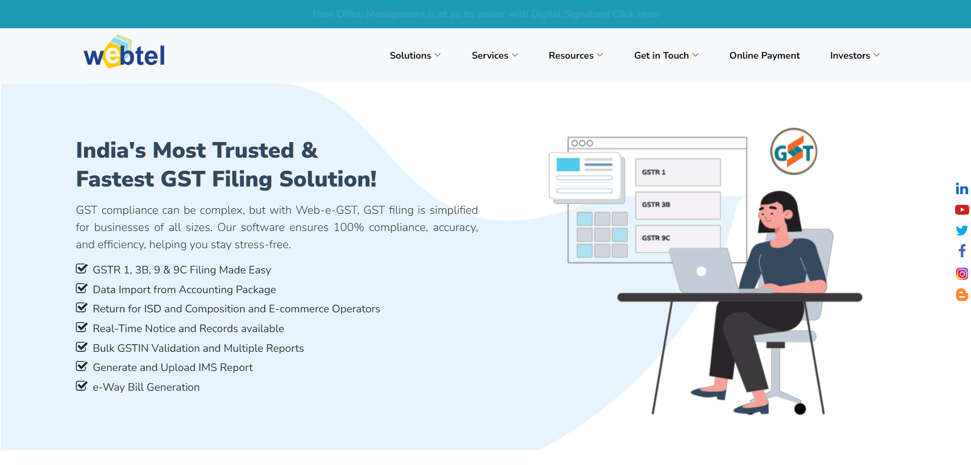 Webtel ERP integration software for GST compliance.