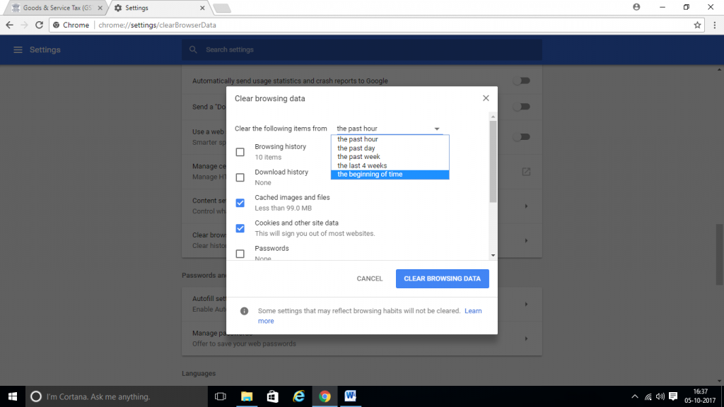 clear browser cache